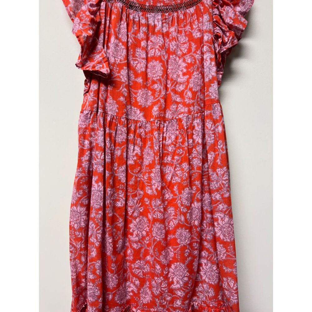 FREE PEOPLE Bonita Floral Print Flutter Sleeve Midi Dress, Modal Slip, Sz M - Picture 5 of 15